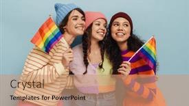  Presentation with rainbow lgbt - PPT theme consisting of three-cheery-young-girls background and a coral colored foreground