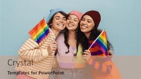  Presentation with rainbow lgbt - PPT theme consisting of three-cheery-young-girls background and a coral colored foreground