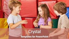  Presentation with children - Amazing theme having three children cleaning up together backdrop and a  colored foreground