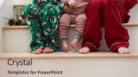  Presentation with stairs - Colorful slide deck enhanced with three children in pajamas sitting backdrop and a soft green colored foreground