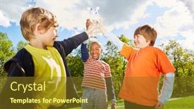  Presentation with water park - Slide deck consisting of three-children-in-the-park background and a tawny brown colored foreground