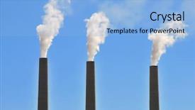  Presentation with power generation - Cool new slides with three chimneys from coal-fired backdrop and a light blue colored foreground