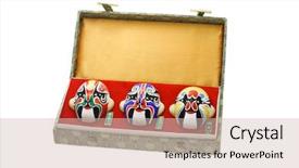  Presentation with opera - Slide deck consisting of three chinese beijing opera mask background and a soft green colored foreground