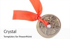  Presentation with prosperity - Slide deck consisting of three chinese coins of luck background and a white colored foreground