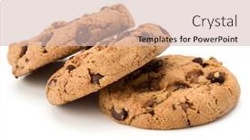  Presentation with chocolate biscuits - PPT layouts featuring three chocolate chip cookies isolated on white background sweet biscuits homemade pastry background and a soft green colored foreground