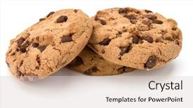  Presentation with chocolate chip cookies - Colorful PPT theme enhanced with three chocolate chip cookies isolated backdrop and a light gray colored foreground