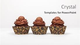  Presentation with chocolate cup cakes - Slide set with three-chocolate-cup-cakes background and a white colored foreground