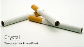  Presentation with three dimensinal geometry - Beautiful slide deck featuring ciggarets - three cigarets on white background backdrop and a sky blue colored foreground