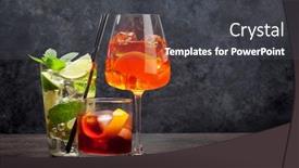  Presentation with classic - Slide set featuring three classic cocktail glasses background and a dark gray colored foreground