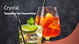  Presentation with cocktail - Colorful presentation theme enhanced with three classic cocktail glasses on wooden table negroni aperol spritz and mojito with copy space backdrop and a dark gray colored foreground