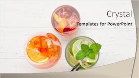  Presentation with cocktail - Slide deck featuring three-classic-cocktail-glasses background and a sky blue colored foreground