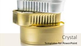  Presentation with sardines - Presentation design with three-closed-cans-of-sardines background and a yellow colored foreground