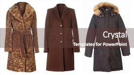  Presentation with coats - Audience pleasing slide deck consisting of three coats isolated on white background backdrop and a tawny brown colored foreground