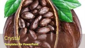 Presentation with cocoa beans - Presentation featuring three-cocoa-fruits-with-cocoa background and a tawny brown colored foreground