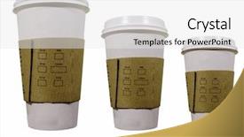  Presentation with coffee cup diary - PPT theme enhanced with three coffee cups to go background and a white colored foreground