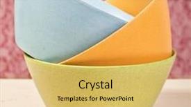  Presentation with colorful - Beautiful theme featuring three-colorful-bowls-haphazardly-stacked backdrop and a yellow colored foreground
