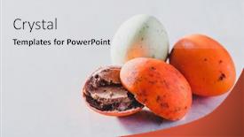  Presentation with christian easter - Cool new slides with three colorful chocolate eggs on a white background easter candy christian traditions backdrop and a light gray colored foreground