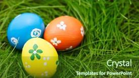  Presentation with easter - Beautiful theme featuring three colorful easter eggs backdrop and a tawny brown colored foreground