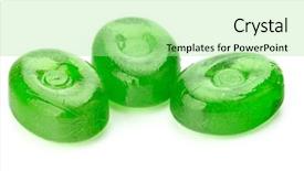  Presentation with bright colorful candy isolated - Amazing theme having three colorful fruit hard sugar backdrop and a mint green colored foreground