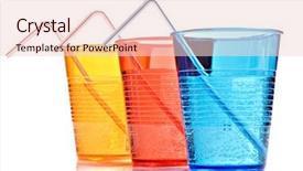  Presentation with pure water - Amazing PPT theme having three-colorful-glasses-with-fresh backdrop and a lemonade colored foreground