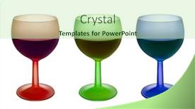  Presentation with wine - Cool new presentation design with three colorful glasses with wine isolated on white backdrop and a mint green colored foreground