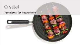  Presentation with grilling - Slides featuring three colorful kabobs background and a light gray colored foreground