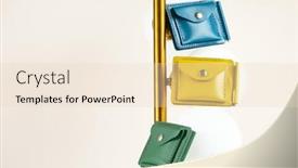  Presentation with leather - Presentation design featuring three-colorful-leather-wallets-isolated background and a lemonade colored foreground