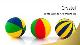  Presentation with toy - PPT theme enhanced with three colorful toy balls isolated background and a white colored foreground