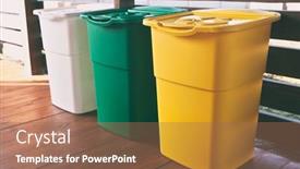  Presentation with garbage - Colorful slide set enhanced with three-colorful-trash-cans backdrop and a coral colored foreground