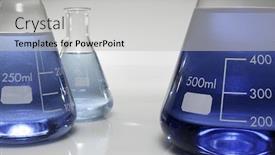  Presentation with conical flasks - Presentation theme having liquid blue and white background background and a light gray colored foreground