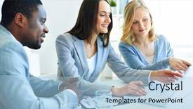  Presentation with solutions business - Audience pleasing slide set consisting of three considering optimal business solutions backdrop and a light blue colored foreground