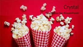  Presentation with popcorn - Slide deck enhanced with three containers full on popcorn background and a crimson colored foreground