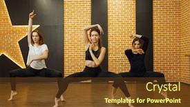  Presentation with dance - Slide set featuring three-contemporary-dance-performers background and a tawny brown colored foreground