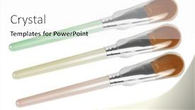  Presentation with cosmetic - Presentation consisting of three-cosmetic-brushes-with-plastic background and a white colored foreground