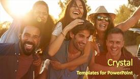  Presentation with fun - Cool new presentation design with three couples having fun piggybacking backdrop and a tawny brown colored foreground