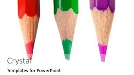  Presentation with crayons - Cool new presentation with three crayons vertically on a white background backdrop and a white colored foreground