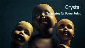  Presentation with creepy - Colorful PPT layouts enhanced with three creepy dolls backdrop and a wine colored foreground