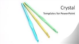  Presentation with crochet - Amazing presentation having three-crochet-needles backdrop and a white colored foreground