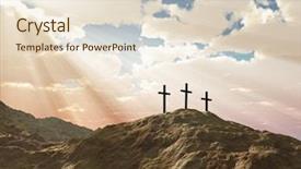  Presentation with hill - Presentation design having three cross on calvary hill background and a lemonade colored foreground
