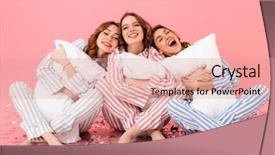  Presentation with women - Audience pleasing PPT theme consisting of three crosses - attractive women 20s wearing leisure backdrop and a coral colored foreground