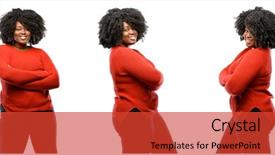  Presentation with plus size fashion model - PPT theme with three crosses - young beautiful african plus size background and a  colored foreground