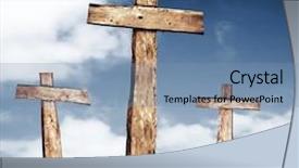  Presentation with hill - Beautiful theme featuring three crosses on a hill backdrop and a seafoam green colored foreground