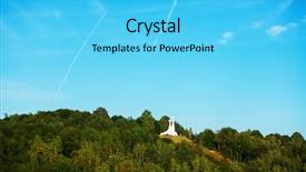  Presentation with hill - Beautiful PPT theme featuring three crosses on the hill backdrop and a cyan colored foreground