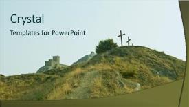  Presentation with hill - Theme enhanced with three crosses on the hill background and a sky blue colored foreground