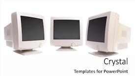  Presentation with floral border over white - Presentation theme featuring three crt monitors over white background and a white colored foreground