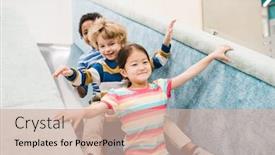  Presentation with intercultural - Slides consisting of three-cute-little-intercultural-friends background and a soft green colored foreground