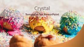  Presentation with messy - PPT theme consisting of three-decorated-doughnuts-laying background and a lemonade colored foreground