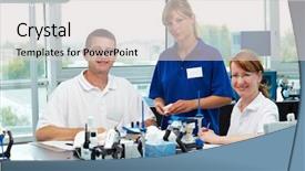  Presentation with dental technicians - Theme consisting of three dental technicians working background and a light gray colored foreground