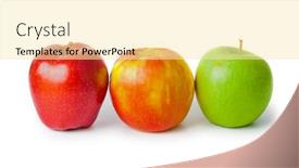  Presentation with fresh water splash green apple isolated white - Colorful slide set enhanced with three-different-apples-isolated backdrop and a blonde colored foreground