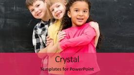  Presentation with children from different cultures - Slide deck consisting of three different children stand one background and a red colored foreground